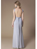 Silver Jersey Wrap Convertible Bridesmaid Dress